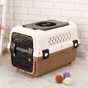 YES4PETS Large Dog Cat Crate Pet Rabbit Carrier Travel Cage With Tray & Window Brown