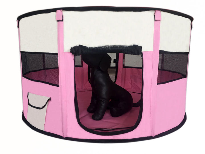 YES4PETS Large Round Portable Soft Playpen Dog Cat Rabbit Puppy Playpen-Pink