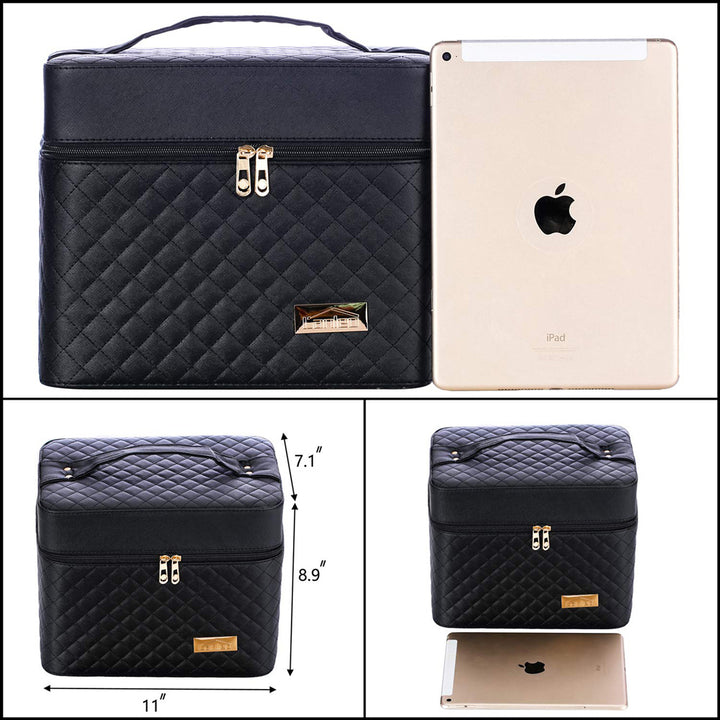 Travel Mirror Cosmetic Bag Foldable Tray Portable Makeup Organizer Case Storage Display Box