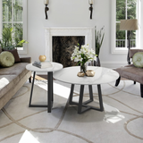 Interior Ave - Broadway Two Tier Marble White Stone Coffee Table Set
