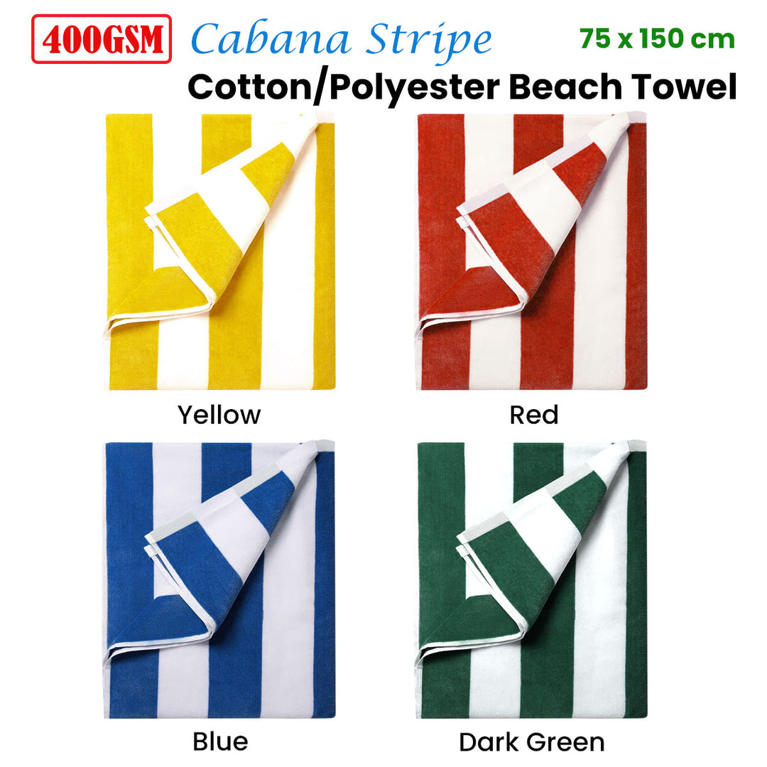 400GSM Cabana Stripe Cotton Polyester Beach Towel Red