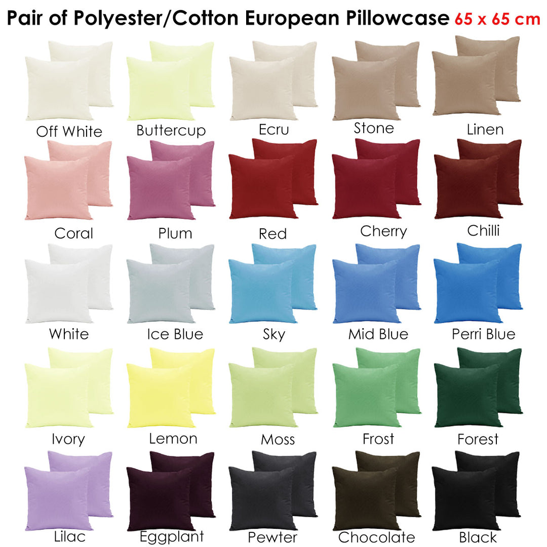 Pair of Polyester Cotton European Pillowcases Ivory