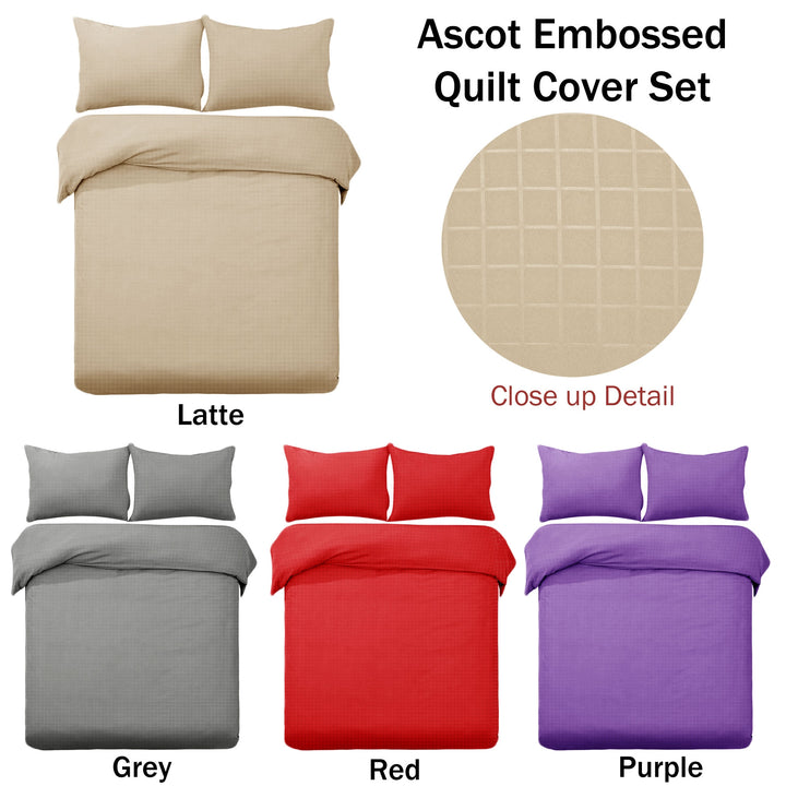 Designer Selection Ascot Embossed Quilt Cover Set Latte Queen