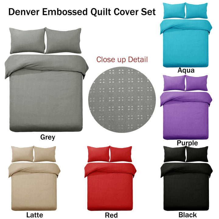 Designer Selection Denver Embossed Quilt Cover Set Grey King