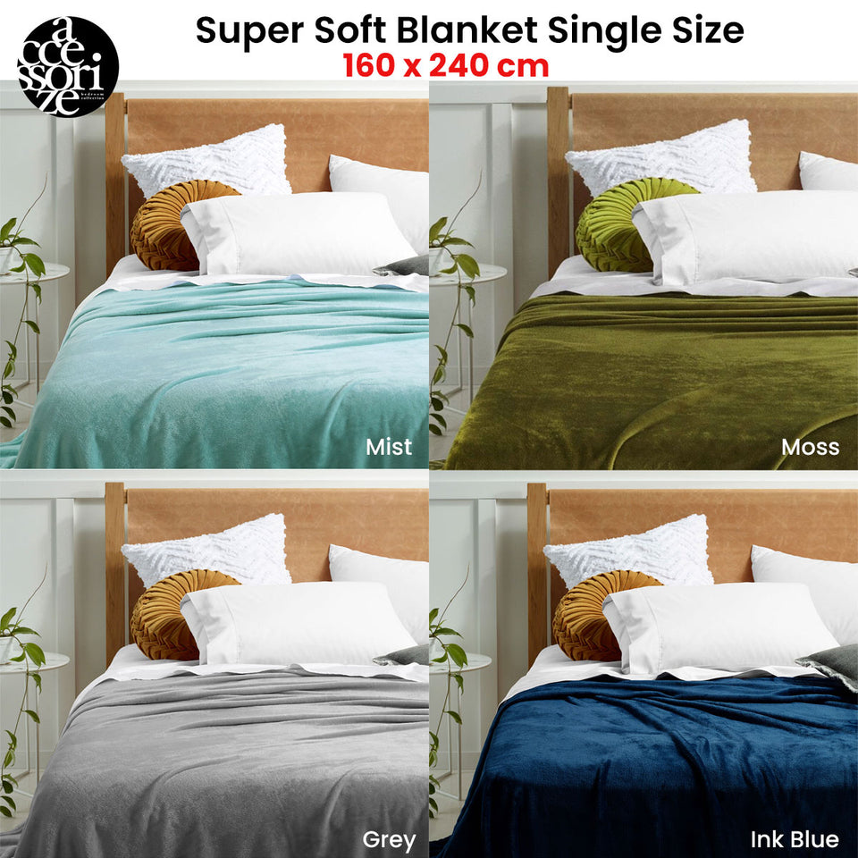 Accessorize Super Soft Blanket Single Size 160 x 240 cm Moss Green