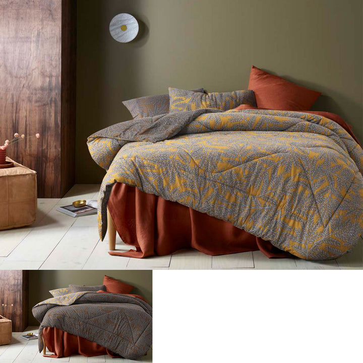 Accessorize Clove Washed Cotton Printed Reversible Comforter Set King