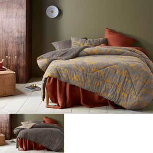 Accessorize Clove Washed Cotton Printed Reversible Comforter Set Queen