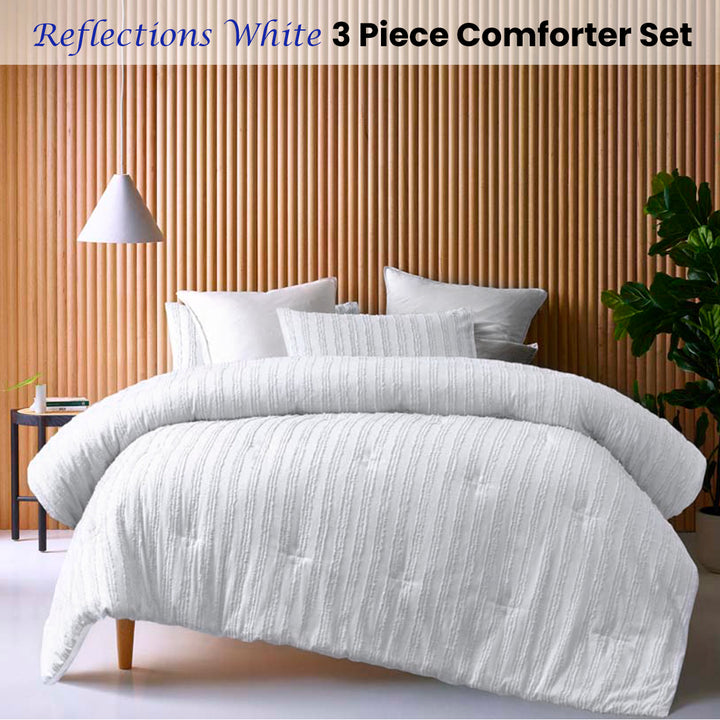 Vintage Design Homewares Reflections White 3 Piece Comforter Set King
