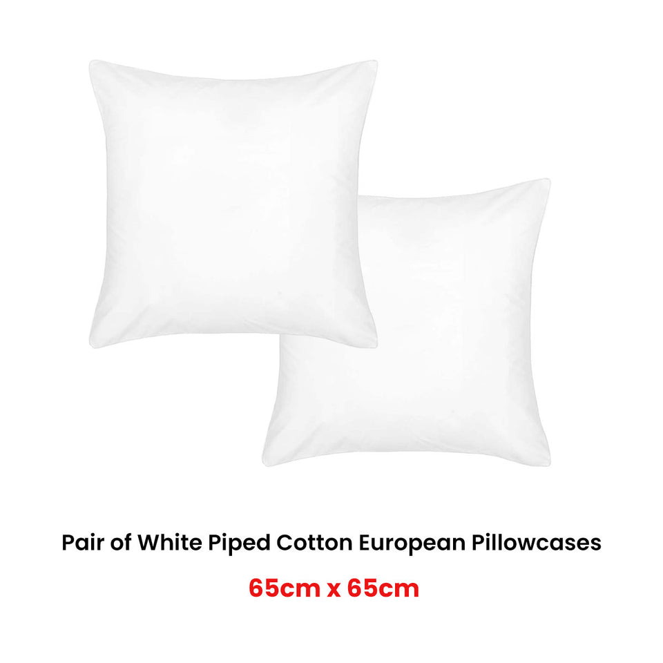 Accessorize Pair of White Piped Hotel Deluxe Cotton European Pillowcases