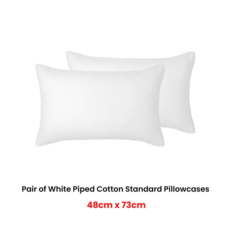Accessorize Pair of White Piped Hotel Deluxe Cotton Standard Pillowcases