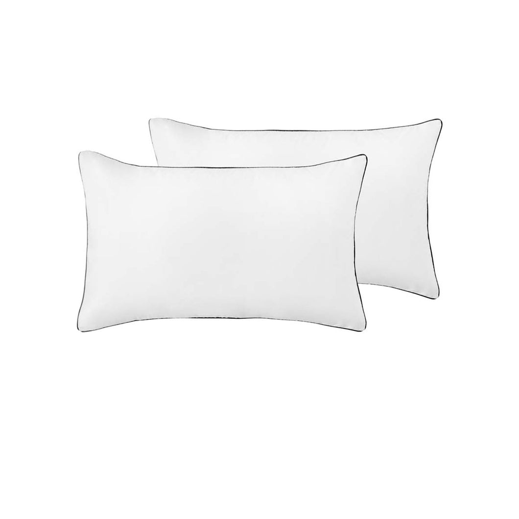 Accessorize Pair of White/Black Piped Hotel Deluxe Cotton Standard Pillowcases
