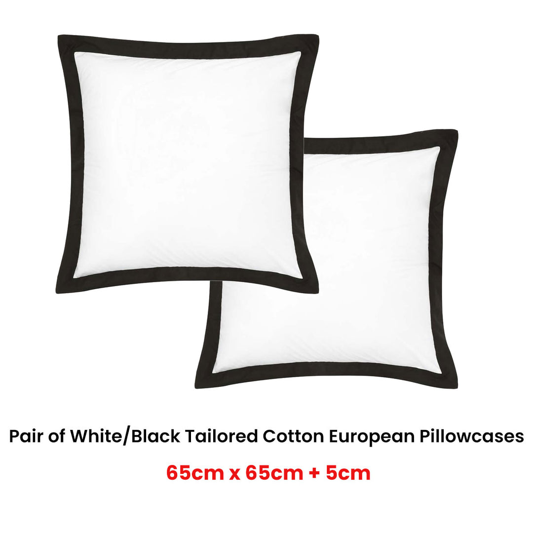 Accessorize Pair of White/Black Tailored Hotel Deluxe Cotton European Pillowcases