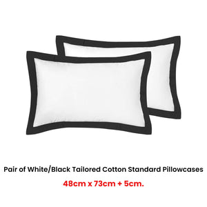 Accessorize Pair of White/Black Tailored Hotel Deluxe Cotton Standard Pillowcases