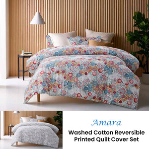 Accessorize Amara Washed Cotton Printed Reversible Quilt Cover Set Queen