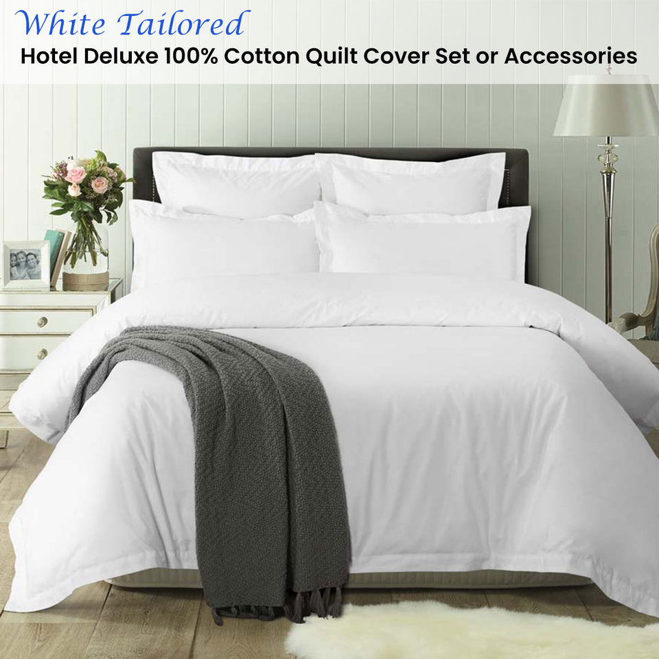 Accessorize White Tailored Hotel Deluxe Cotton Quilt Cover Set Queen