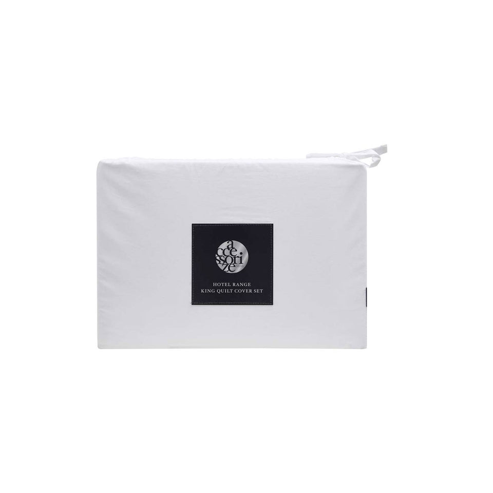 Accessorize White/Black Tailored Hotel Deluxe Cotton Quilt Cover Set King