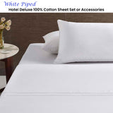 Accessorize White Piped Hotel Deluxe Cotton Sheet Set Queen