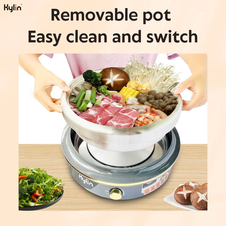 Kylin Electric 1500W Hotpot with Stainless Steel Inner Pot 4L AU-K2011