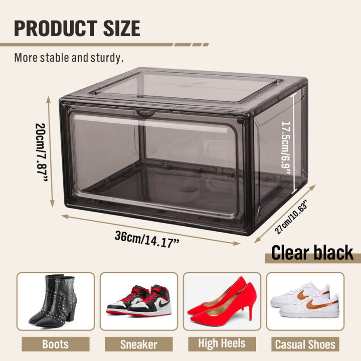 10Pcs Premium Acrylic Shoe Box Sneaker Display Storage Case  Boxes Magnetic Door Au