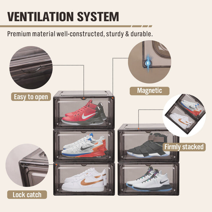 20Pcs Premium Acrylic Shoe Box Sneaker Display Storage Case  Boxes Magnetic Door Au