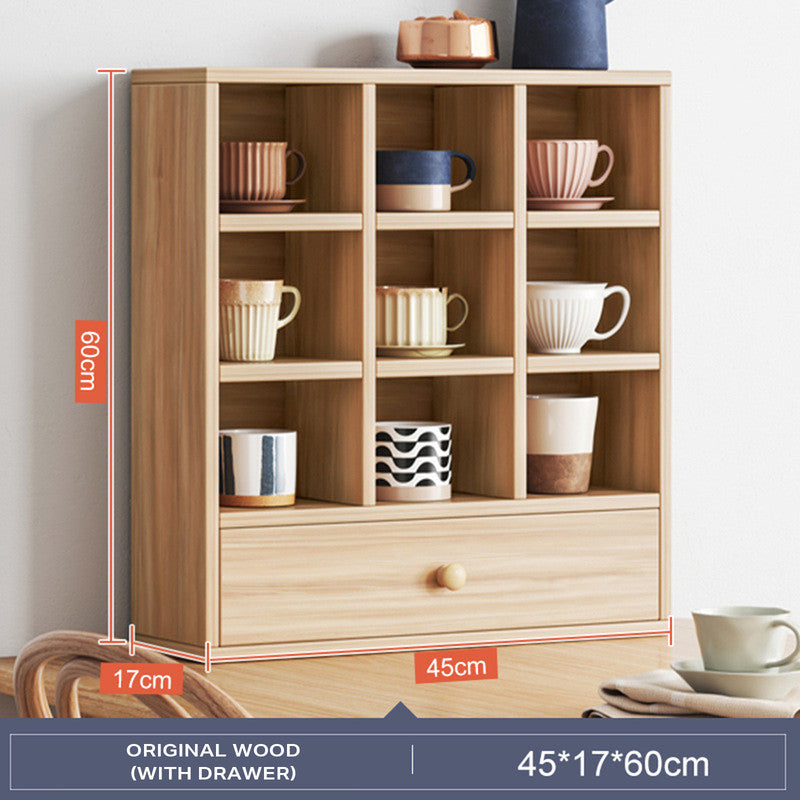 Display Stand Tea Cup Shelfing Furniture Cube Cabinet with Drawers