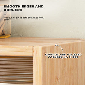 Bamboo Dustproof Cup Storage Cabinet with Sliding Acrylic Door