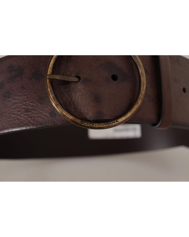 Authentic Dolce &amp; Gabbana Leather Belt with Engraved Logo Buckle 90 cm Women