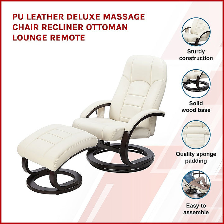 PU Leather Deluxe Massage Chair Recliner Ottoman Lounge Remote